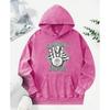 Open Your Mind Hand Print Women Snow Wash Hoodies Fashion Oversize Hoody Casual Pocket Sportswears Cotton Clothing