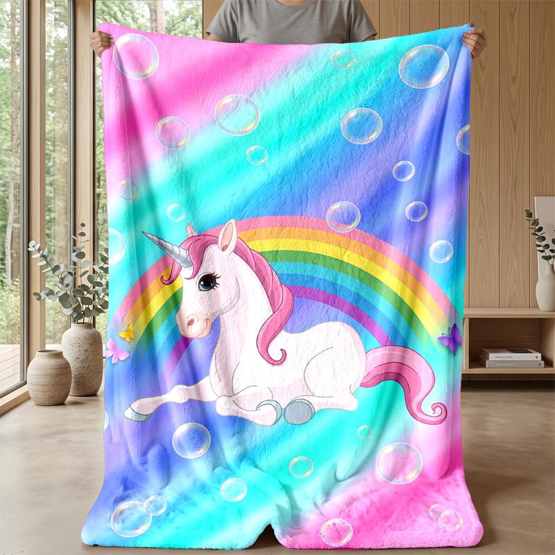 Unicorn Rainbow Theme blanket Lightweight Warm Flannel Blanket Decorative Throw Blanket for Home Decoration
