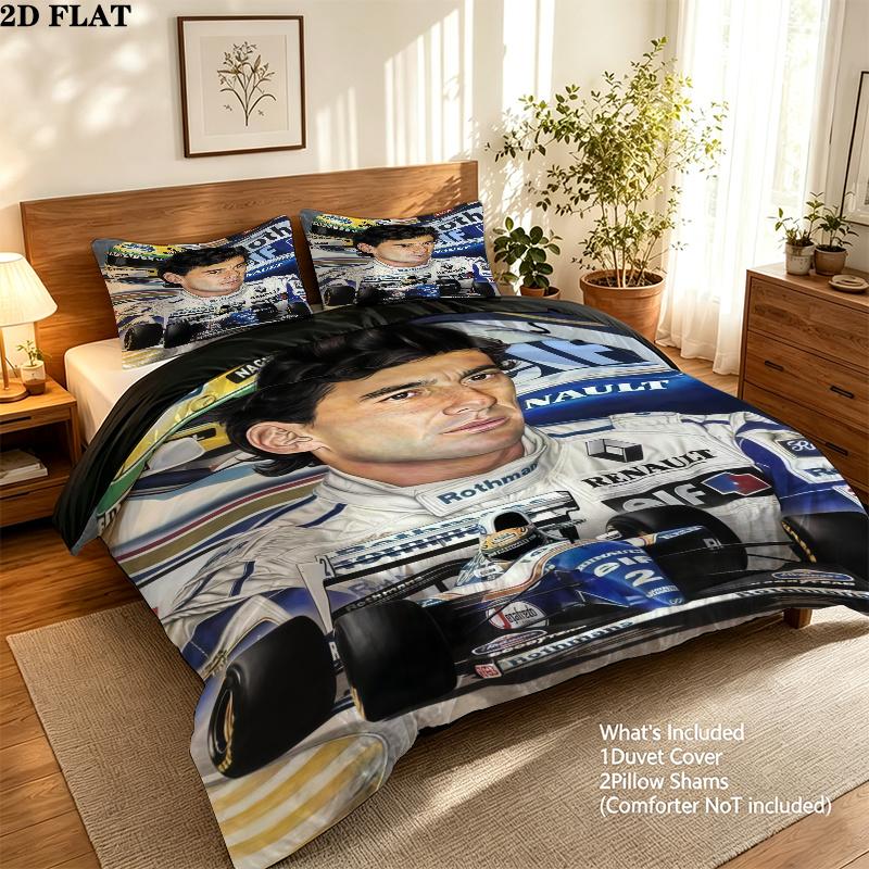 Ayrton Senna Bedding Quilt Set Quilt Cover Pillowcase Home Decoration Birthday Gift (1 * duvet cover + 2 * pillowcase, without core)