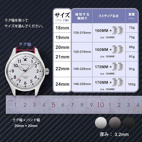 WOCCI Men's 22mm Metal Watch Band, 316L Stainless Steel, Quick Release, Dark Gray