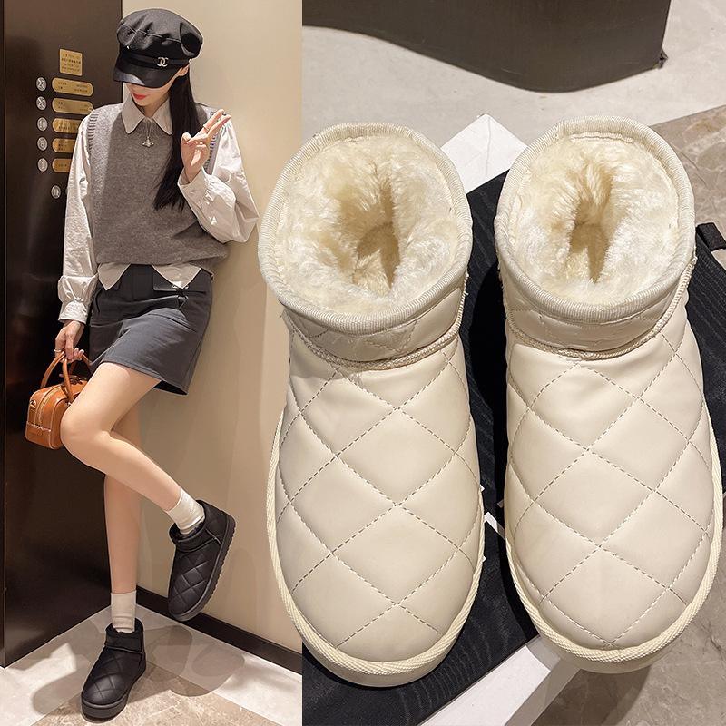 Women's Long Large Size Soft Sole Winter Warm Fur One Snow Boots Padded Lined Ankle Boots Anti-slip Hiking Casual Sports Cotton Boots