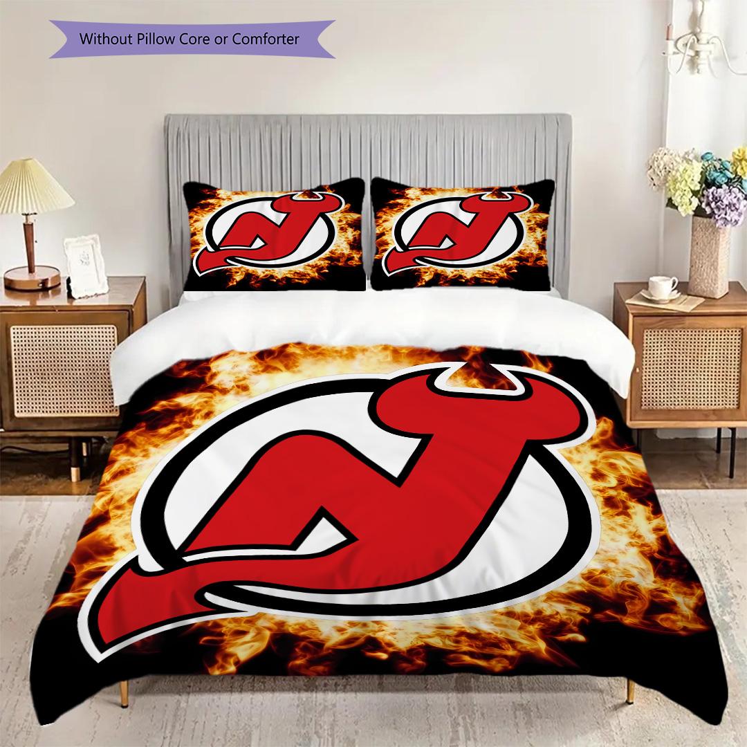 

New Jersey Devils Pattern Bedding Quilt Set Quilt Cover Pillowcase Home Decoration Birthday Gift (1 * duvet cover + 2 * pillowcase, without core) 135x200cm