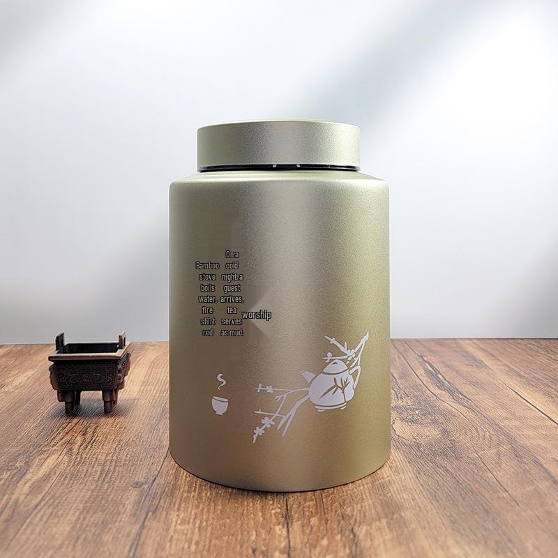 Stainless Steel Moisture-Proof Red Pu'er Tea Storage Canister