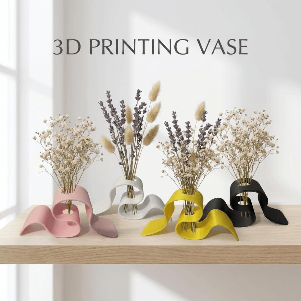 Gift Elegant 3D Printing Vase Modern INS Wave Shape Flower Holder Simple Nordic Style Plant Container Home Decor