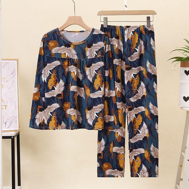 Женский комплект пижамы осень-зима корейская версия пожилой матери повседневная домашняя — фото 3