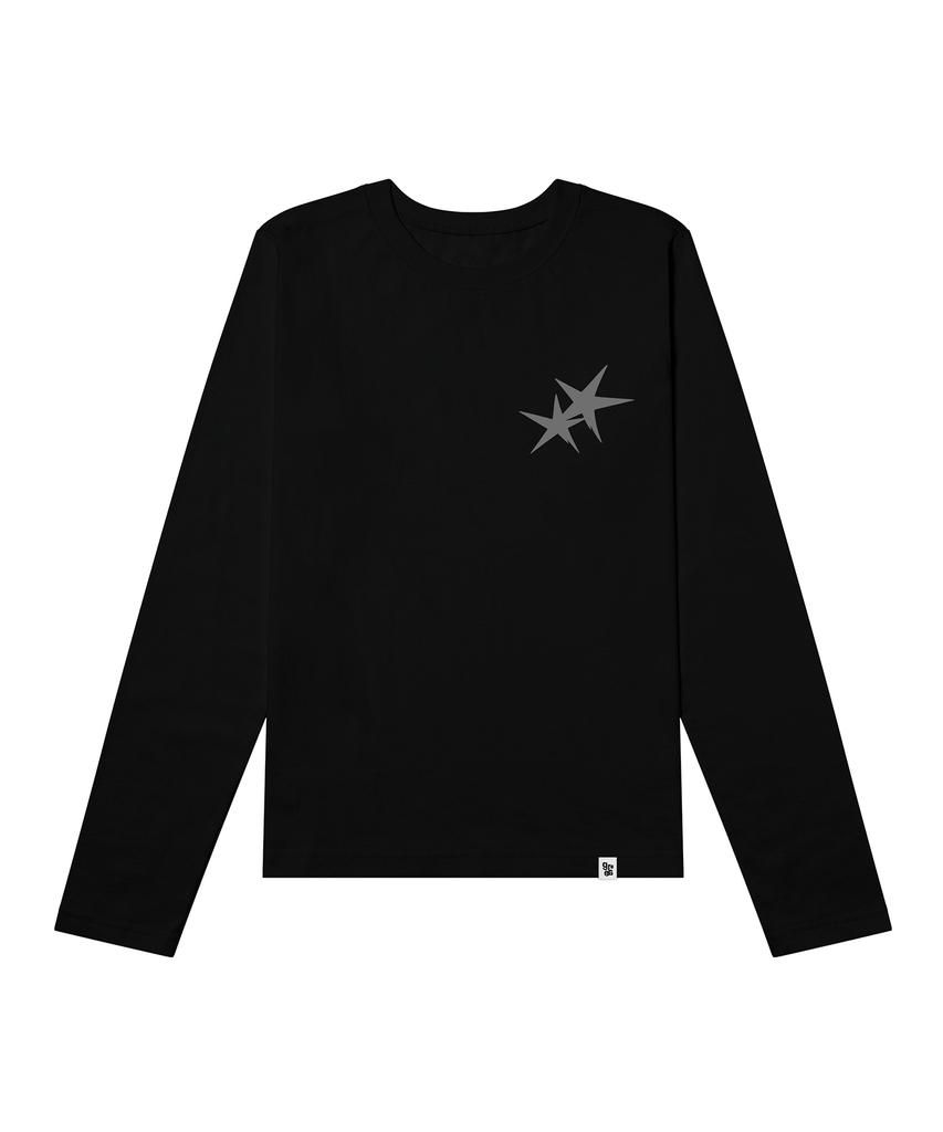 GRAVER ORDINARY [Odnr Unisex] Small Twins Star Long Sleeve T-Shirt_Charcoal