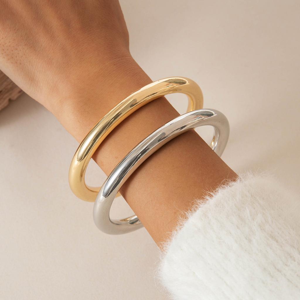 2025 New Trendy Bamboo Section Bracelet Gold Silver Colour for Women Boho Bracelets Set Wristband Vintage Jewelry Accessories
