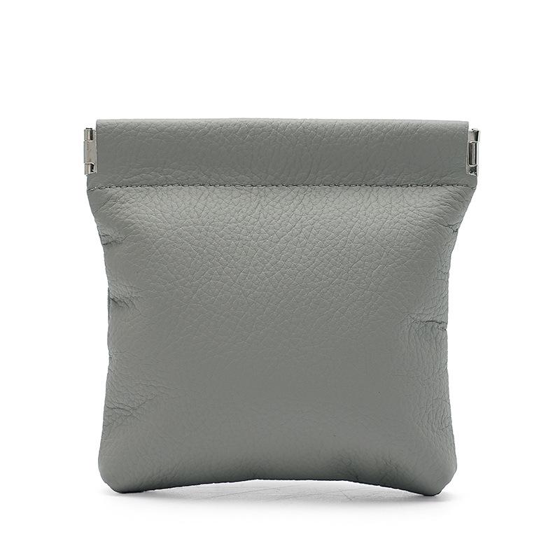 

Кошелек для монет из коровьей кожи с зернистой текстурой личи и автоматической застежкой – Портативный чехол для хранения беспроводных наушников серый