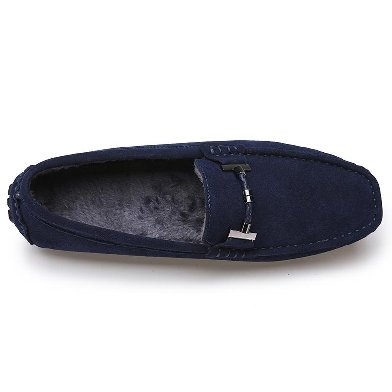 Mocasines De Hombre Winter Plush Men Shoes Warm Fur Flats Slip On Men Loafers Driving Casual Shoes Genuine Leather Luxury Loafer