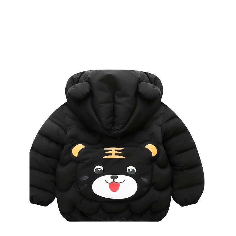 [Ciepła Kurtka Kreskówkowa] Ciepła Pikowana Kurtka Kreskówkowy Tygrys z Kapturem dla Dziecka | Odzież dla Małych Dziewczynek i Niemowląt na Jesień Zimę, Zapinany na Zamek Płaszcz z Wypełnieniem