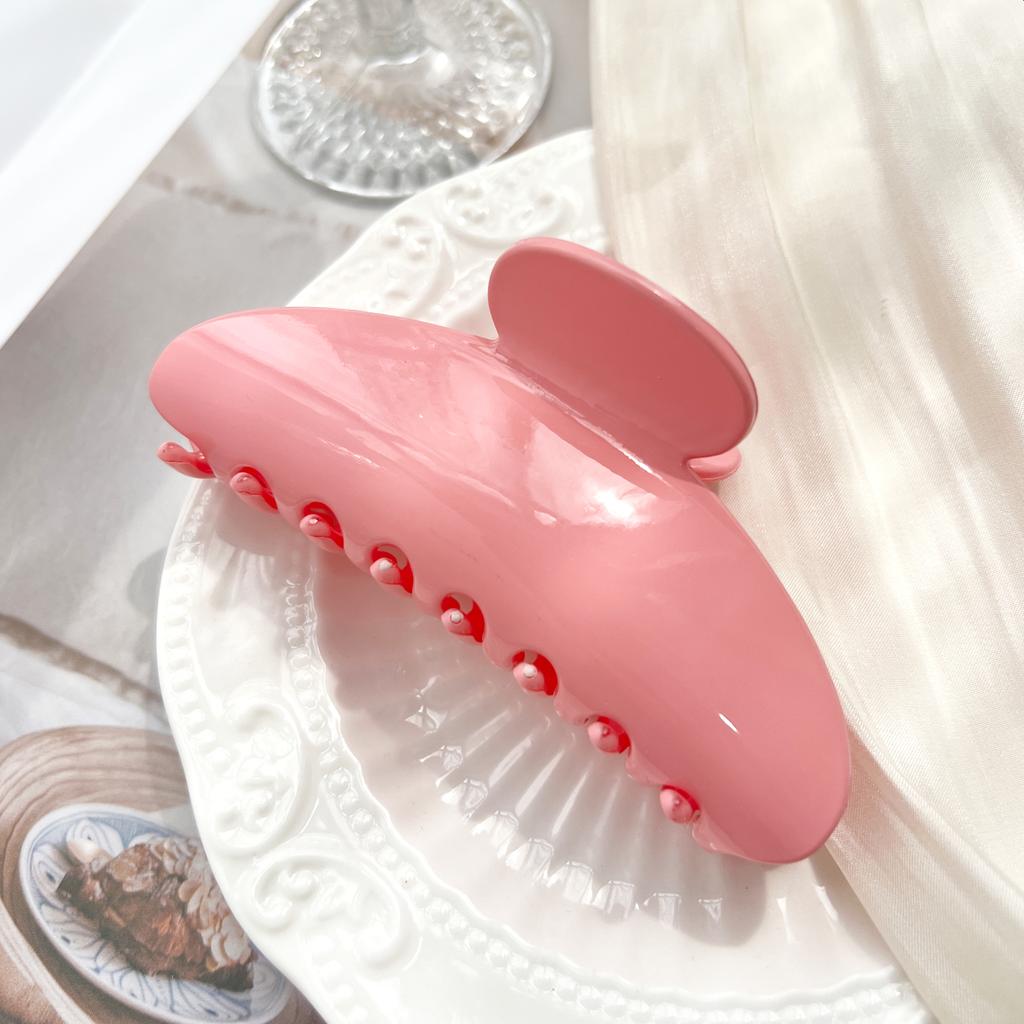 Large French Solid Color Semicircle Sweet 4.1 In Hair Claw For Womenelegant Headwear Shark Clip Barrette Hair Accessories