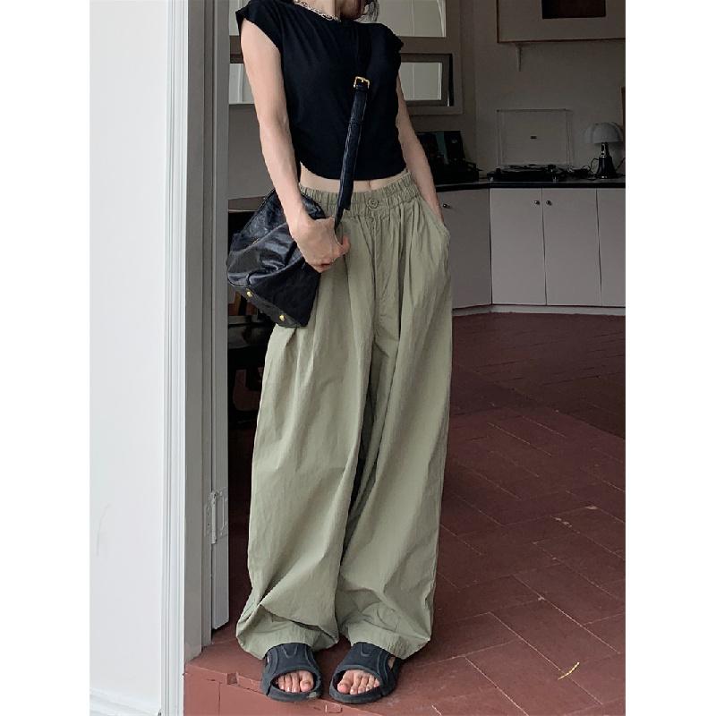 Lightweight casual pants for women, 2026 new model, high-waisted, slimming, wide-leg, loose-fitting long pants