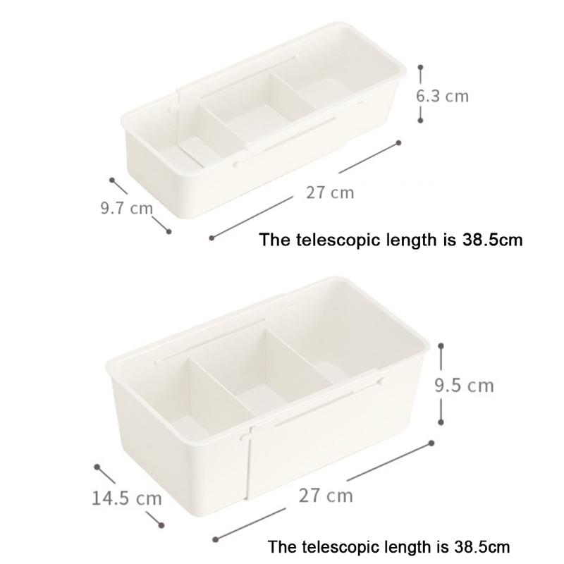 Telescopic Drawer Organizer Kitchen Cabinets Tableware Classified Storage Box with Partitions Multifunctional Storage Basket