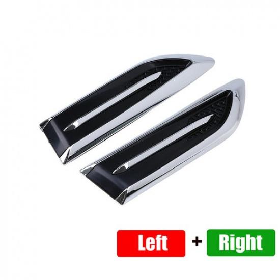 2pcs Chrome Car Air Flow Fender Side Vent Decoration Stickers Cover Accessories
