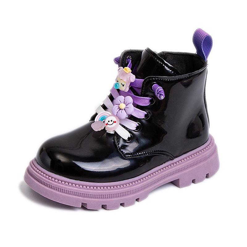 

Girls Martin Boots Spring and Autumn New Fashion Black Children s Short Boots Soft Sole British Style Little Girls Boots 31-36Code one hand6Double