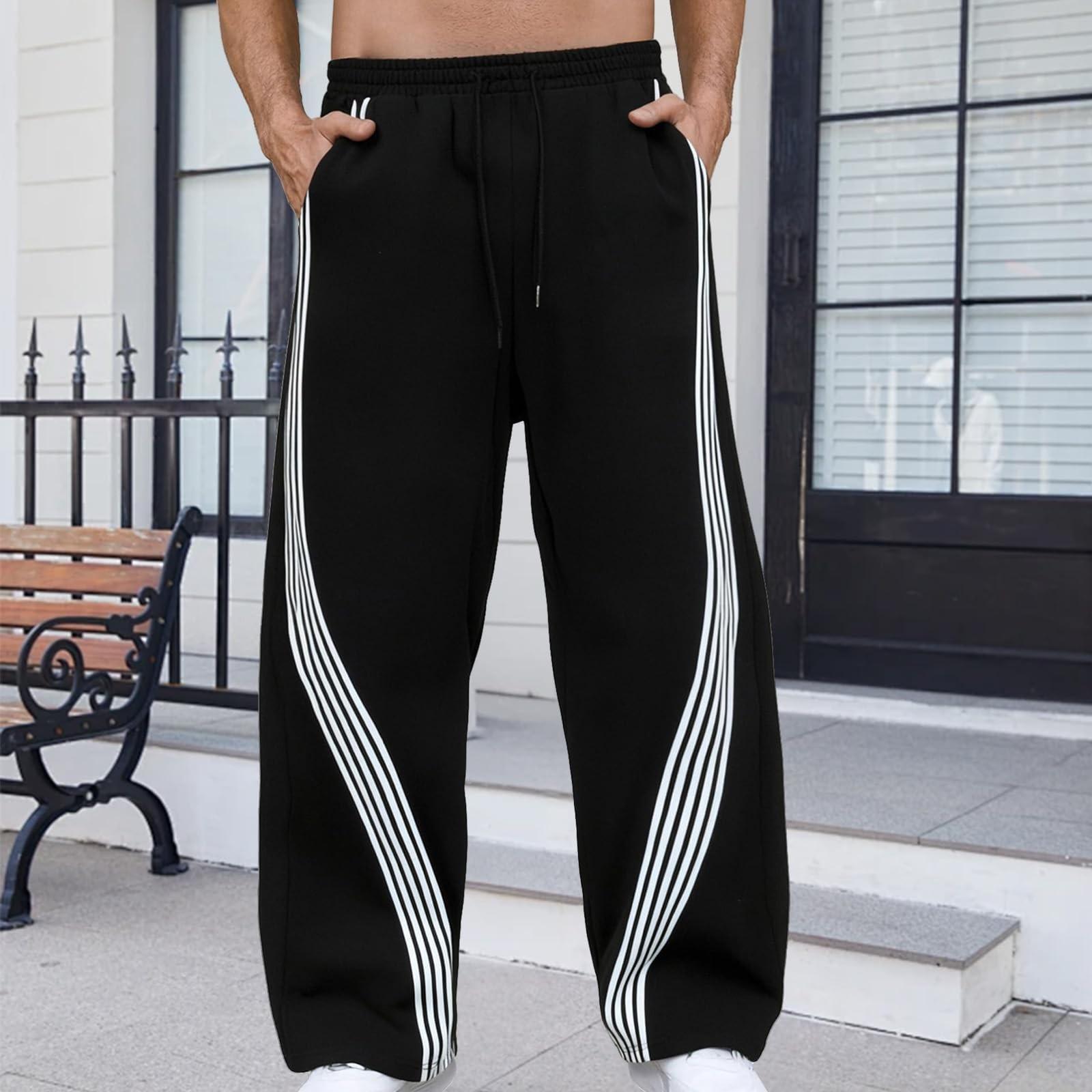 

Мужские спортивные брюки с петлями, Повседневные брюки с цветными блоками, Мужские свободные брюки M чёрный