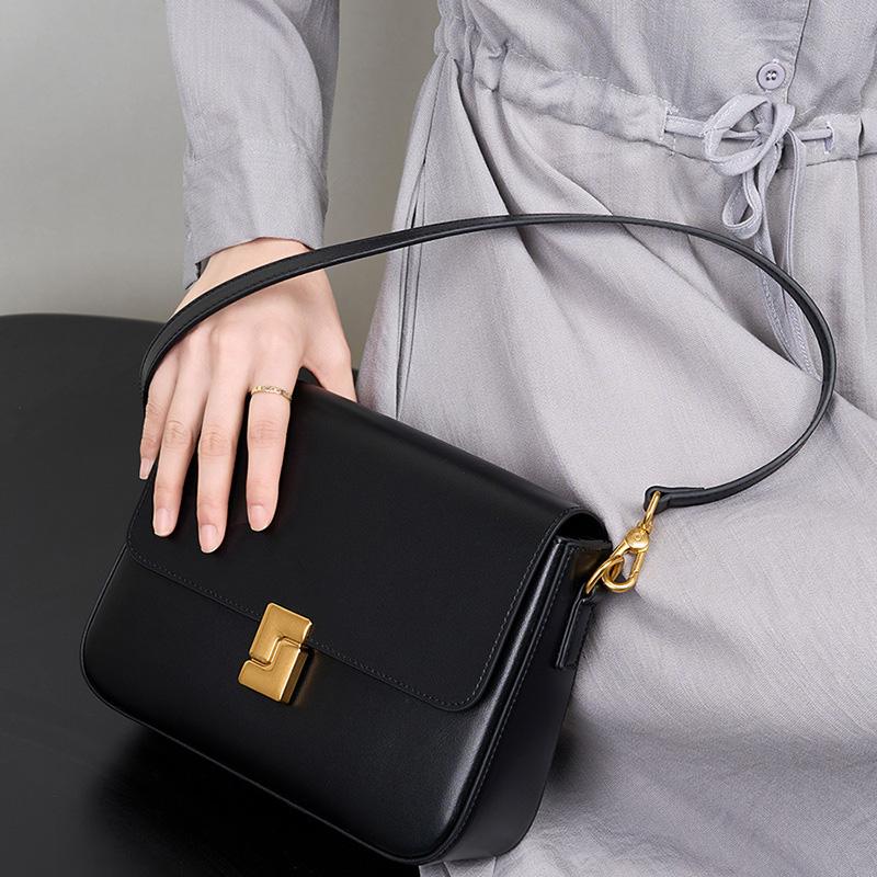 2025 Skórzana Damska Torba Crossbody Luksusowy Design Mała Kwadratowa Torebka Skóra Bydlęca Damska Torba na Ramię do Dojazdów Prezent dla Pań