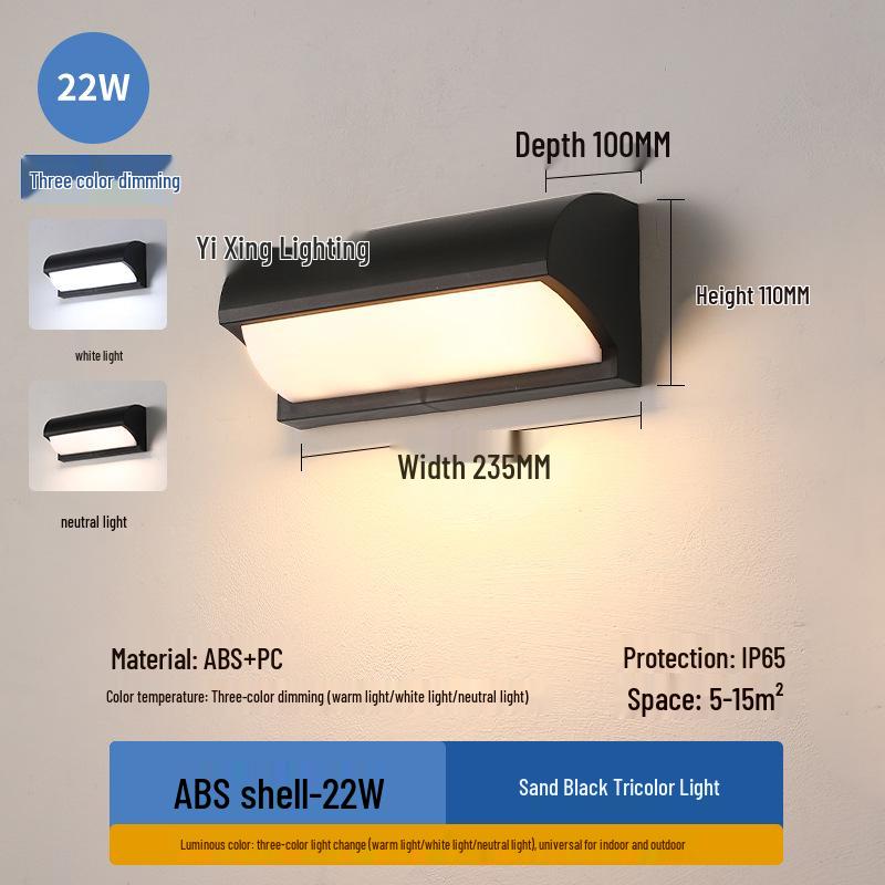 Waterproof Outdoor Wall Light with Sensor for Courtyard, Villa Entrance, Terrace, or Balcony