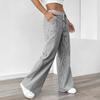 Women's Striped Wide Leg Pants Drawstring Waist Loose Fit Casual Trousers