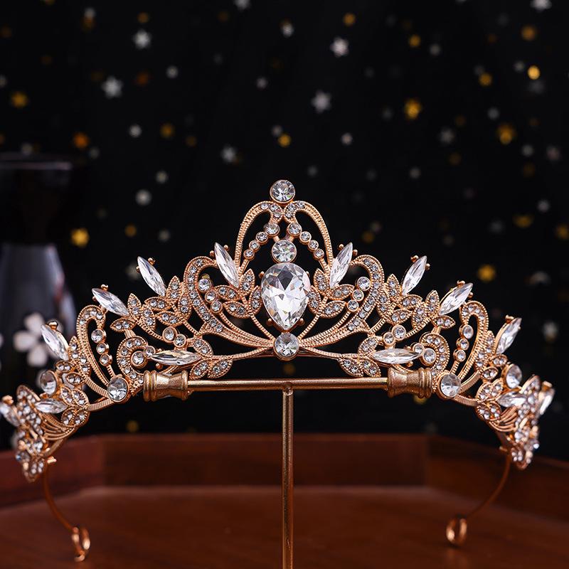 1pc Bridal Crown Tiara Alloy Black Vintage Baroque Rhinestone Crystal Wedding Dress Accessories Performance Hair Accessories
