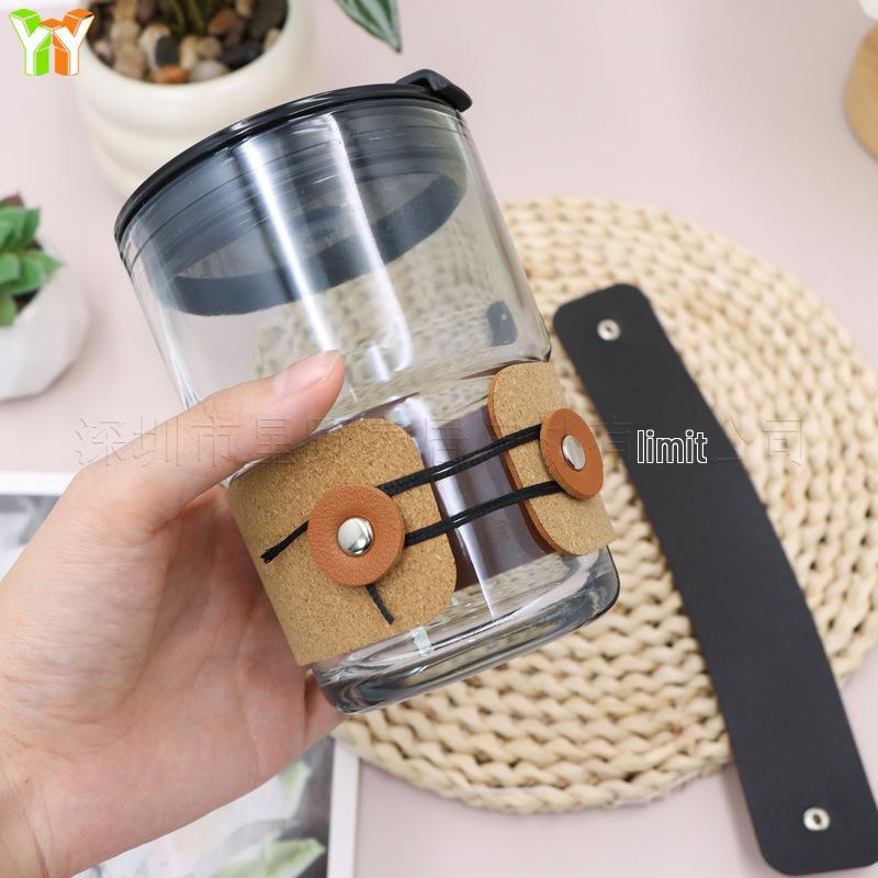 Eco-Friendly Cork Leather Cup Sleeve - Portable Wood Grain Insulated Sleeve for Outdoor Travel