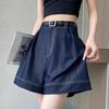 Shorts Vaqueros de Verano para Mujer de Cintura Alta Sueltos Diseño Liso Pantalones de Cinco Puntos Anchos para el Trabajo