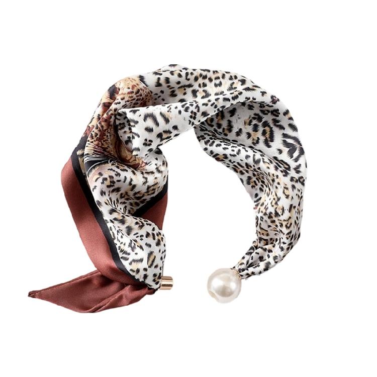 Office Ready Magnetic Neck Scarf for Women, Printed Smooth Scarflette with Clasp Closure for Daily Outfit Wear