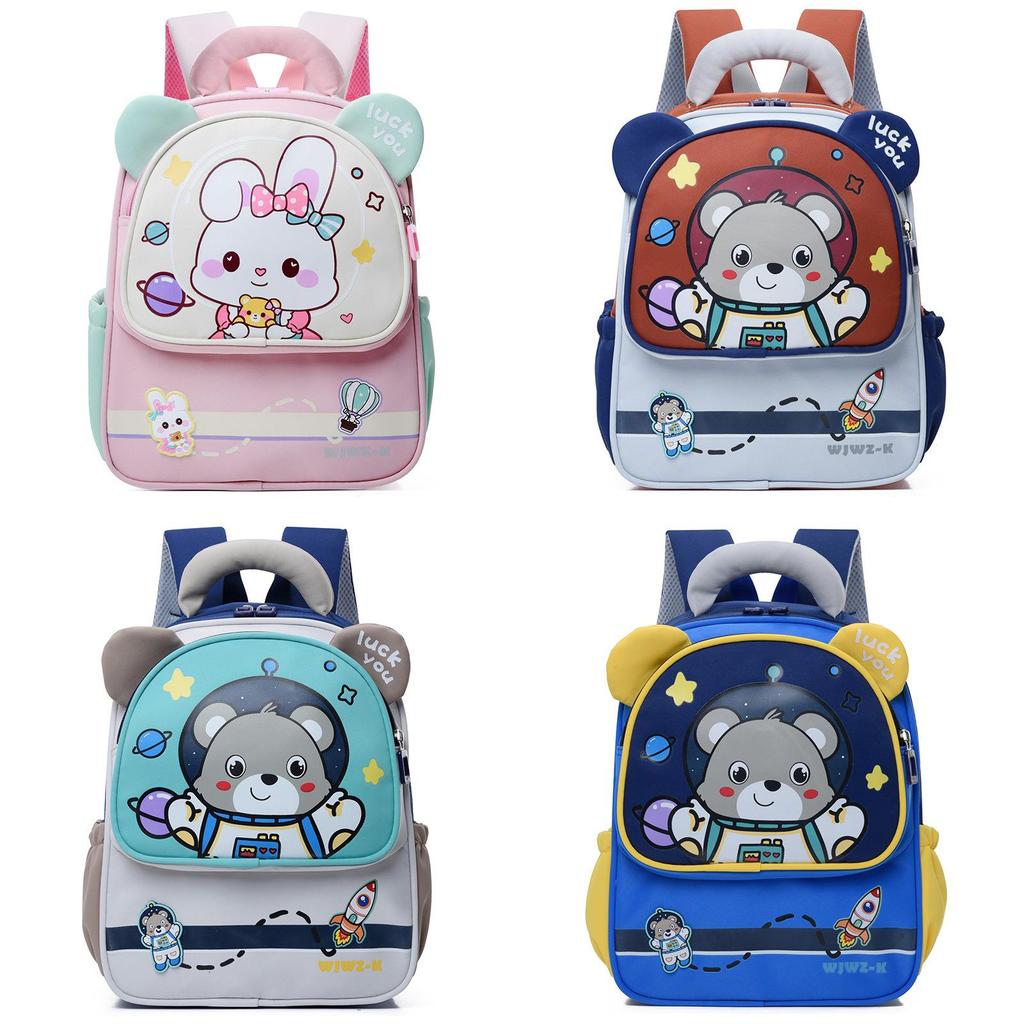 Cartoon Kids Backpack For Preschoolers With Nylon Material And Cushion Straps For School Use