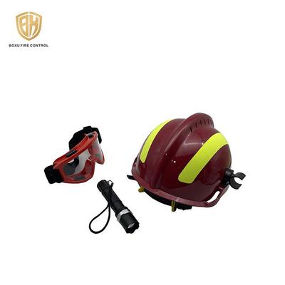 Flammhemmender Feuerwehrhelm mit Taschenlampe und Schutzbrille