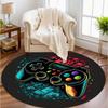 Cyber Game Controller Round Rug Neon Game Console Pattern Carpet Soft Non-Slip Circle Mat for Living Room Bedroom