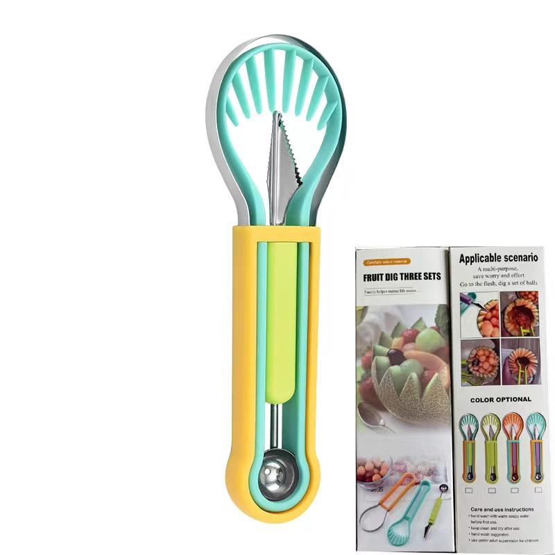 

Арбузный резак фруктовый нож для дыни набор совков из нержавеющей стали инструмент для резки дыни канталупа фруктовые ножи светло-желтого