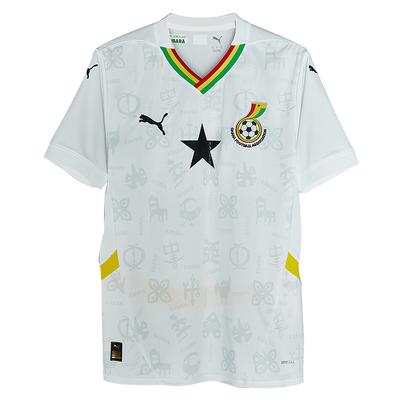 Puma Sfs 2025 Coppa d'Africa Ghana Versione Casa per Tifosi Comoda Versatile Manica Corta Maglia da Calcio Uomo top Bianco Pancia-Giallo 777192-01