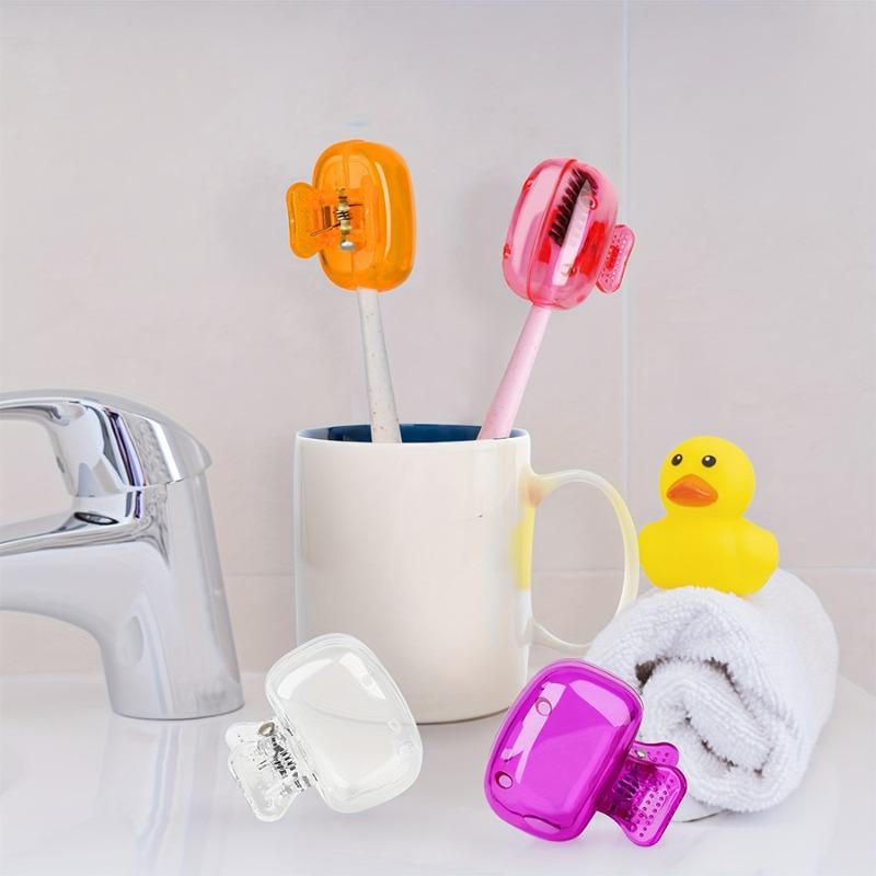 Toothbrush Storage Clip Travel Essential Toothbrush Protector Cap Portable Plastic Case for Home Travel Dustproof HeadProtection