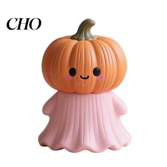 Exquisite Halloween Craftsmanship Statue Pumpkin Ghost Shape Figurine Pink Desktop Ornament Resin Handheld Tabletop Decoration Durable