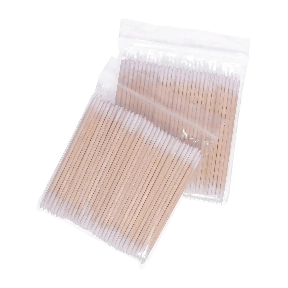 100/300/500/900/1000pcs Double Side Wood Cotton SwabEyelash Sticks  Swabs Nails Ear ToothpicksEye tattooclean,Tattoo accessories