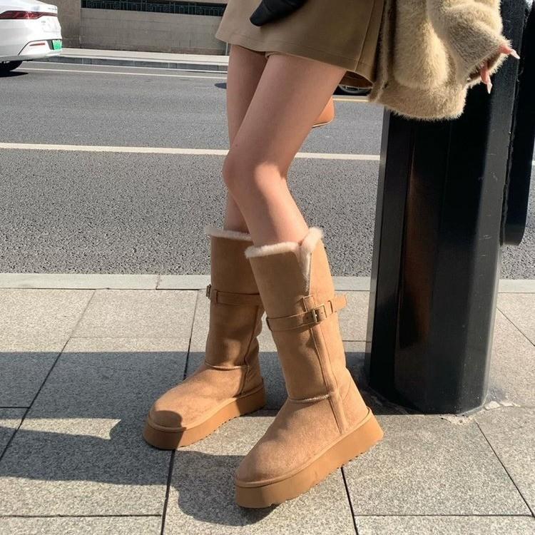 

Women s soft elastic winter warm cold padded snow boots thick bottom non-slip wear-resistant outdoor leisure sports tall cotton boots 39 малиновый