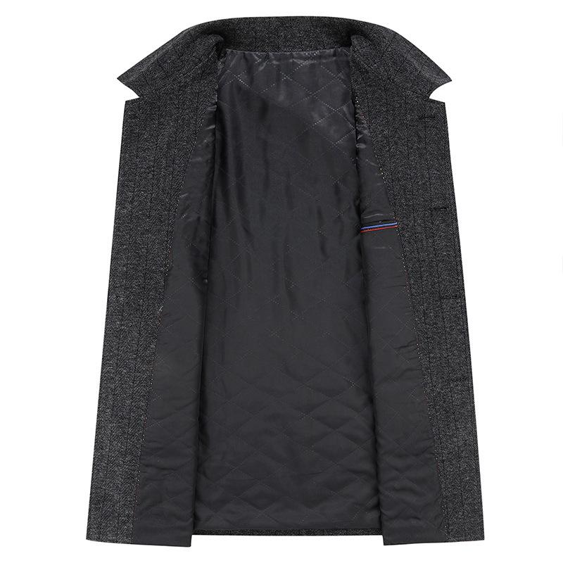 Podzimní a zimní středně dlouhý vlněný trenčkot s klopami pro střední věk a mladé, obchodní sako Qianniao Gnizi