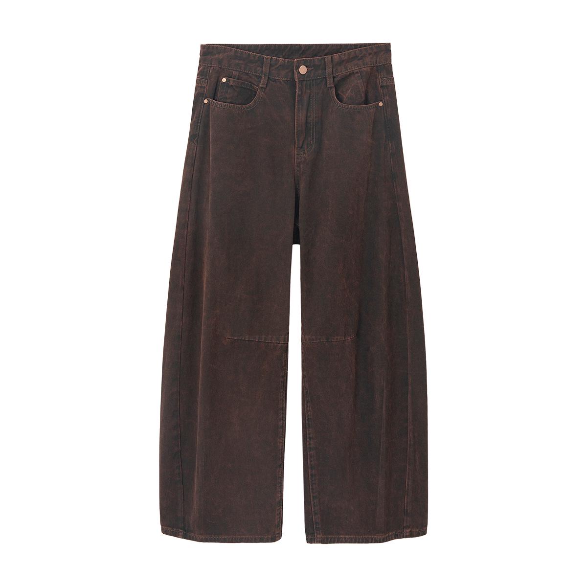 Spring Retro Curved Leg Pure Cotton Jeans C6002 Medium красный