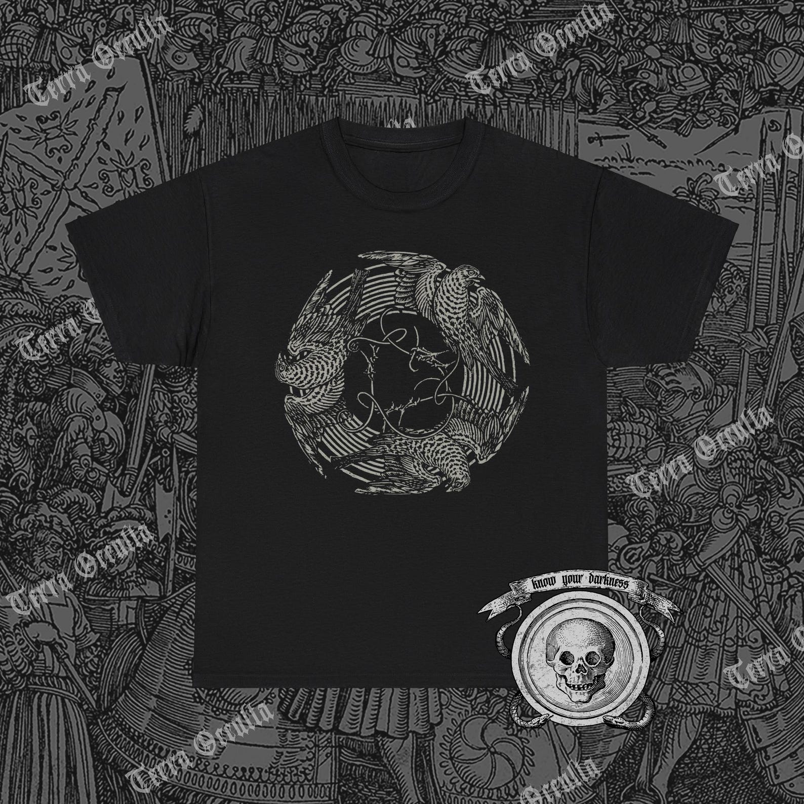 Three Hawks Shirt, Three Birds, Celtic Mythology, Worship the Old Gods 2XL