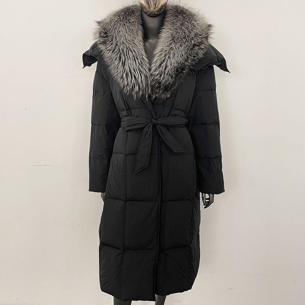OFTBUY 2024 Winter Women Coat Real Natural Fox Fur Collar Thick Warm Long Jacket Turn-down Detachable Outerwear Streetwear