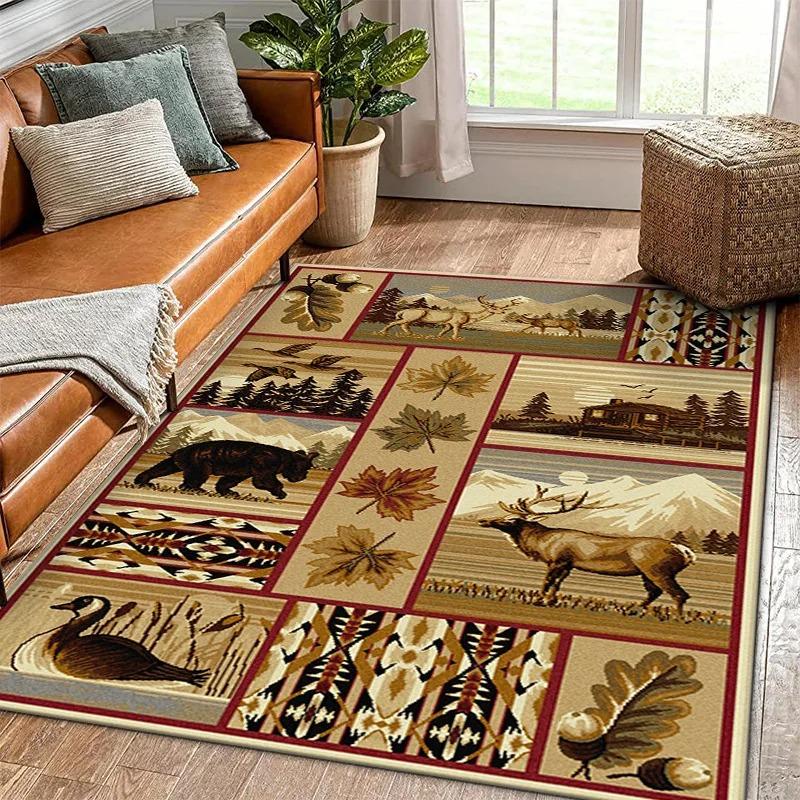 Moose Deer Carpet for Living Room Non-slip Dirt Resistant Sofa Table Large Area Rug Entrance Indoor Door Coffee Tables Mats