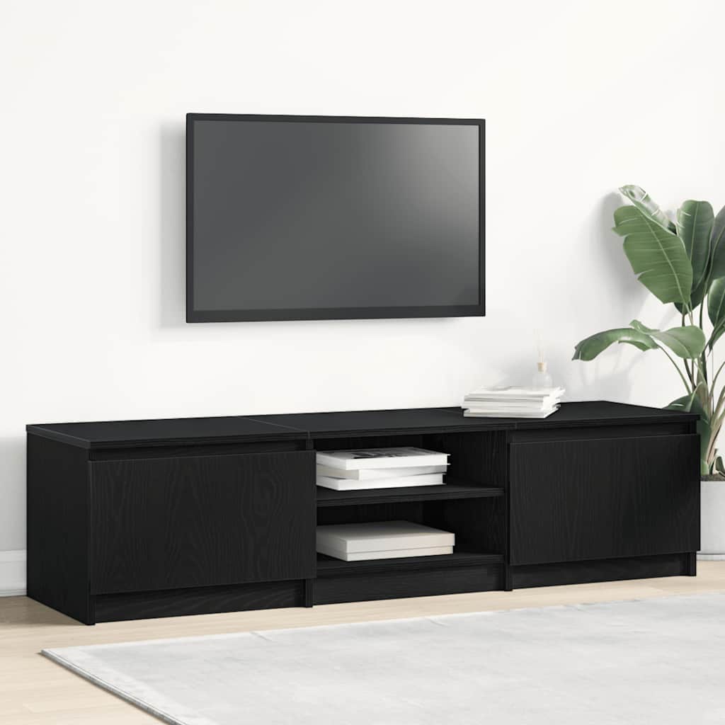 TV Stand Black Oak Effect 140 x 40 x 36 cm Engineered Wood