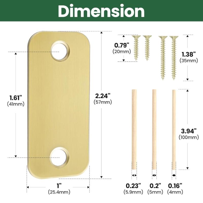 Door Strikes Hole Cover Stainless Steel Door Edges Hole Filler Plate Includes Mounting Accessories Easy To Install