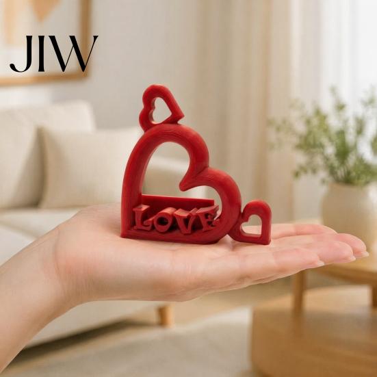 Couple Gift for Anniversary Heart Photo Stand with Embossed LOVE Letters, 3D Printed Vertical Slot Wedding Sign In Table Decoration Picture