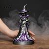 Detailed Resin Witch Ornament Halloween Figurine, Gothic with Black Cat Ornament, Dark Unique Statue for Witchcraft Fans Fantasy Tabletop