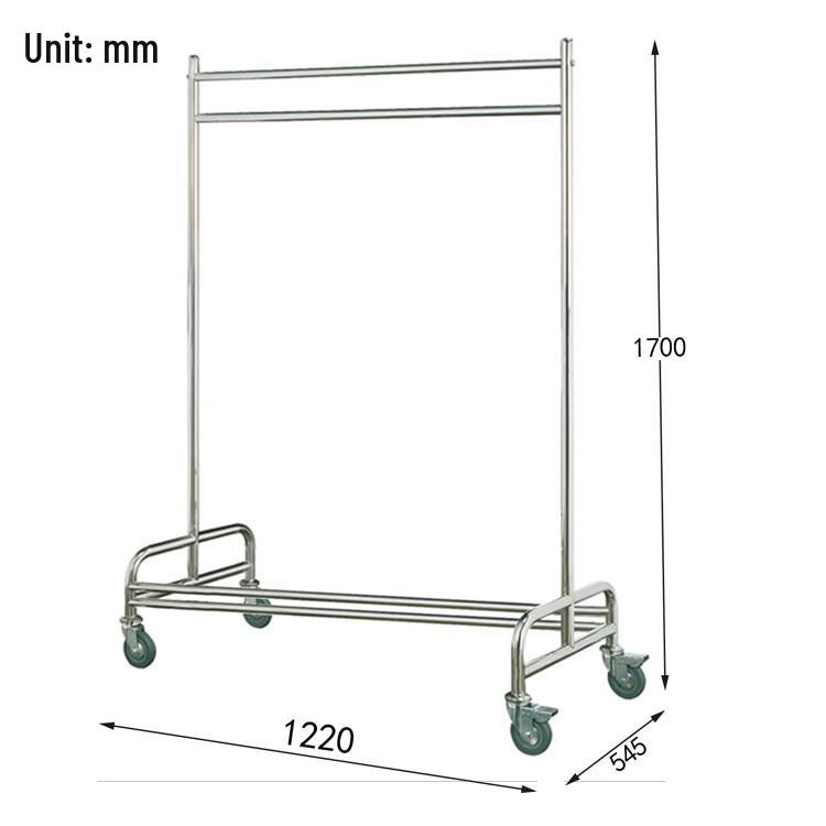 Stainless Steel Multifunctional Trolley and Garment Rack with Wheels