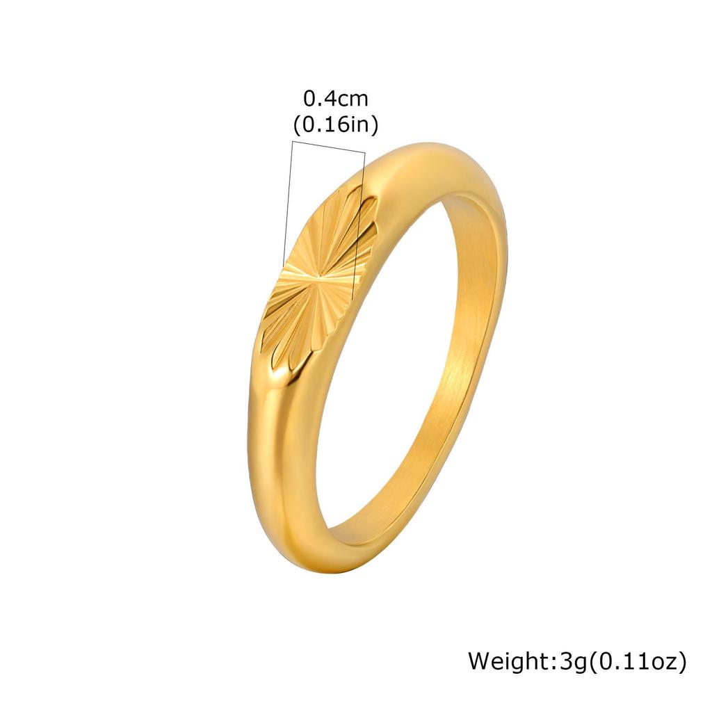 Fashionable Men's & Women's Oval Carved Stainless Steel Ring - RC-734