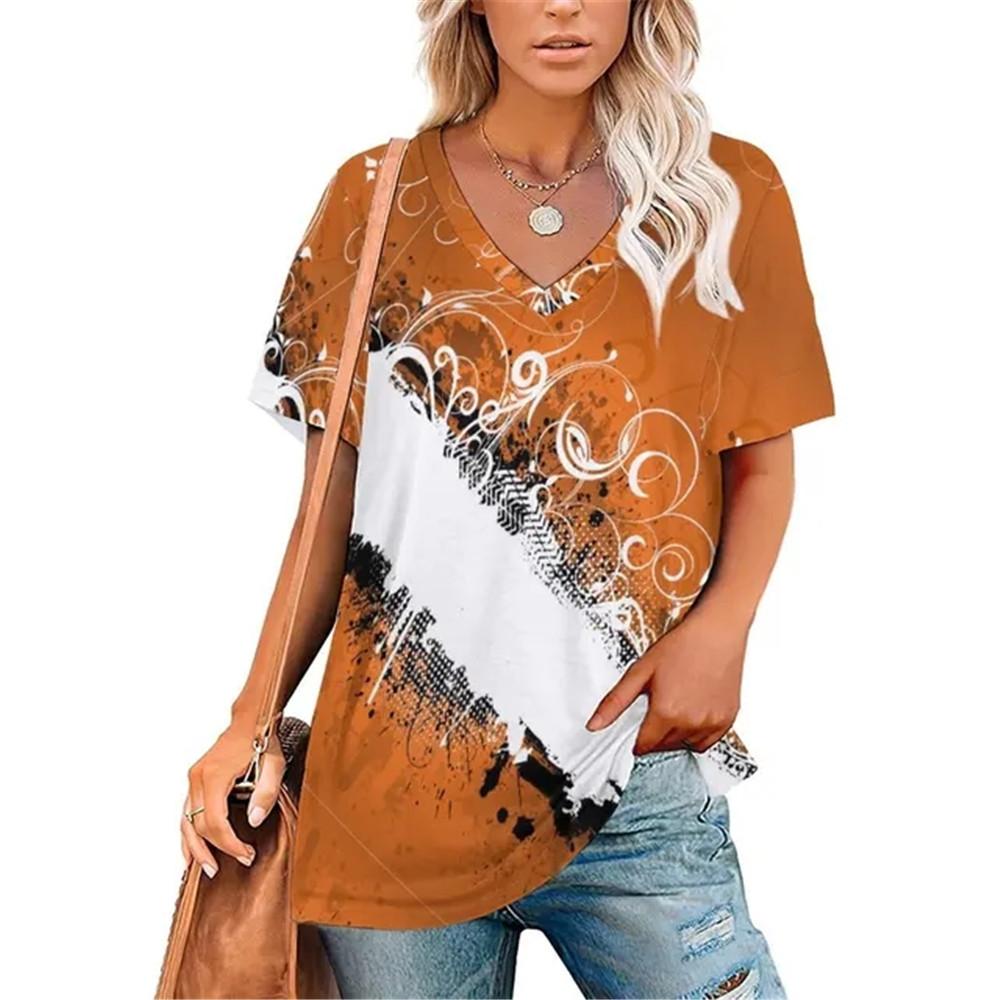 Сексуальная футболка с V-образным вырезом и принтом в виде градиента и граффити — фото 4