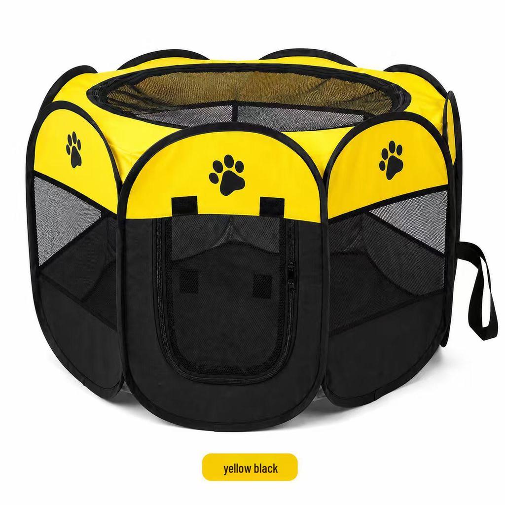 Octagonal Cat Playpen: Foldable Breeding Cage & Breathable Mesh Tent.