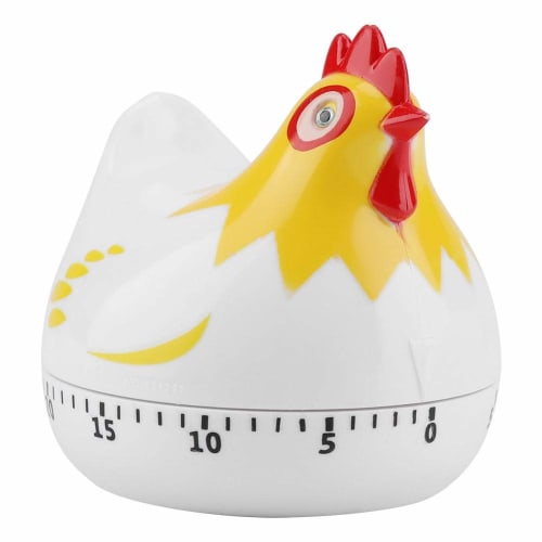55-Minute Analog Kitchen Timer with Countdown Function, Cute Chicken Design, Battery-Free, Cooking Timer for Baking, Loud Alarm, Clockwise Rotation (W